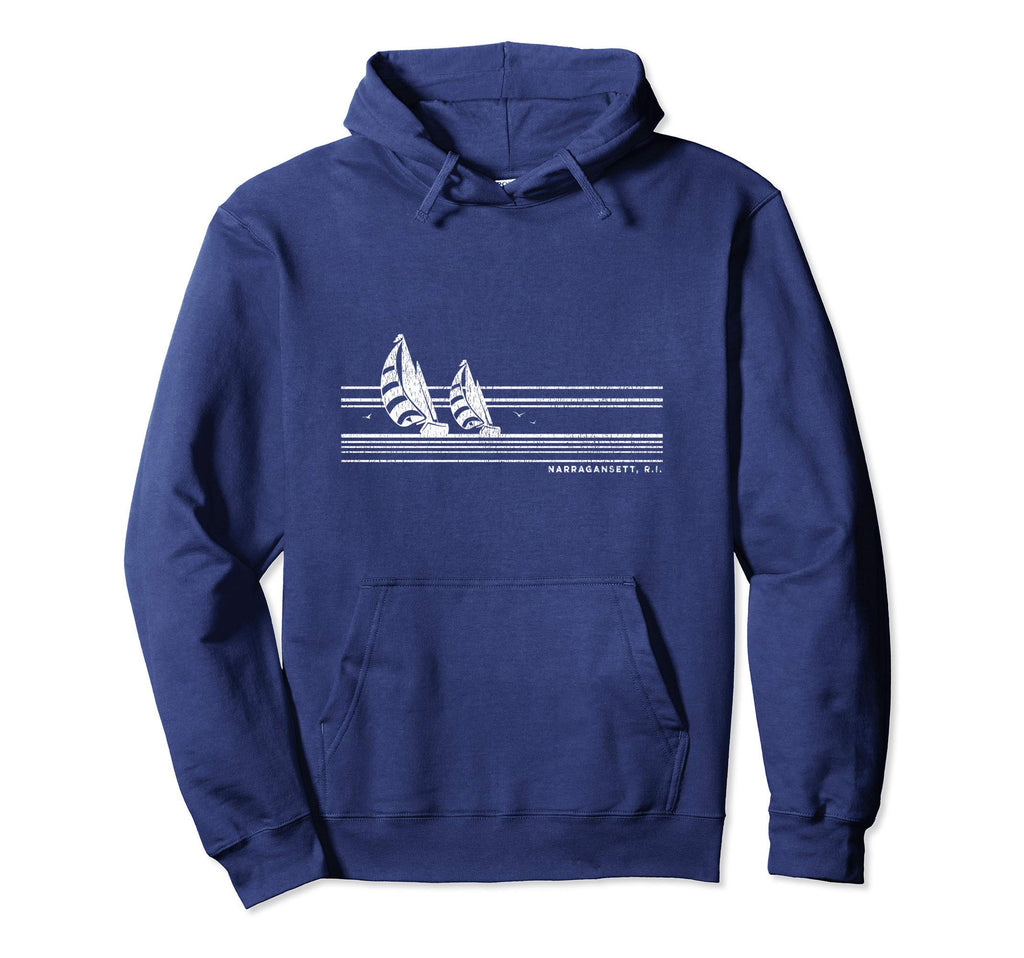 Narragansett Ri Sailing 70S Nautical Hoodie - Trendy Graphic Unisex - T-Shirt, Sweatshirt, Hoodie