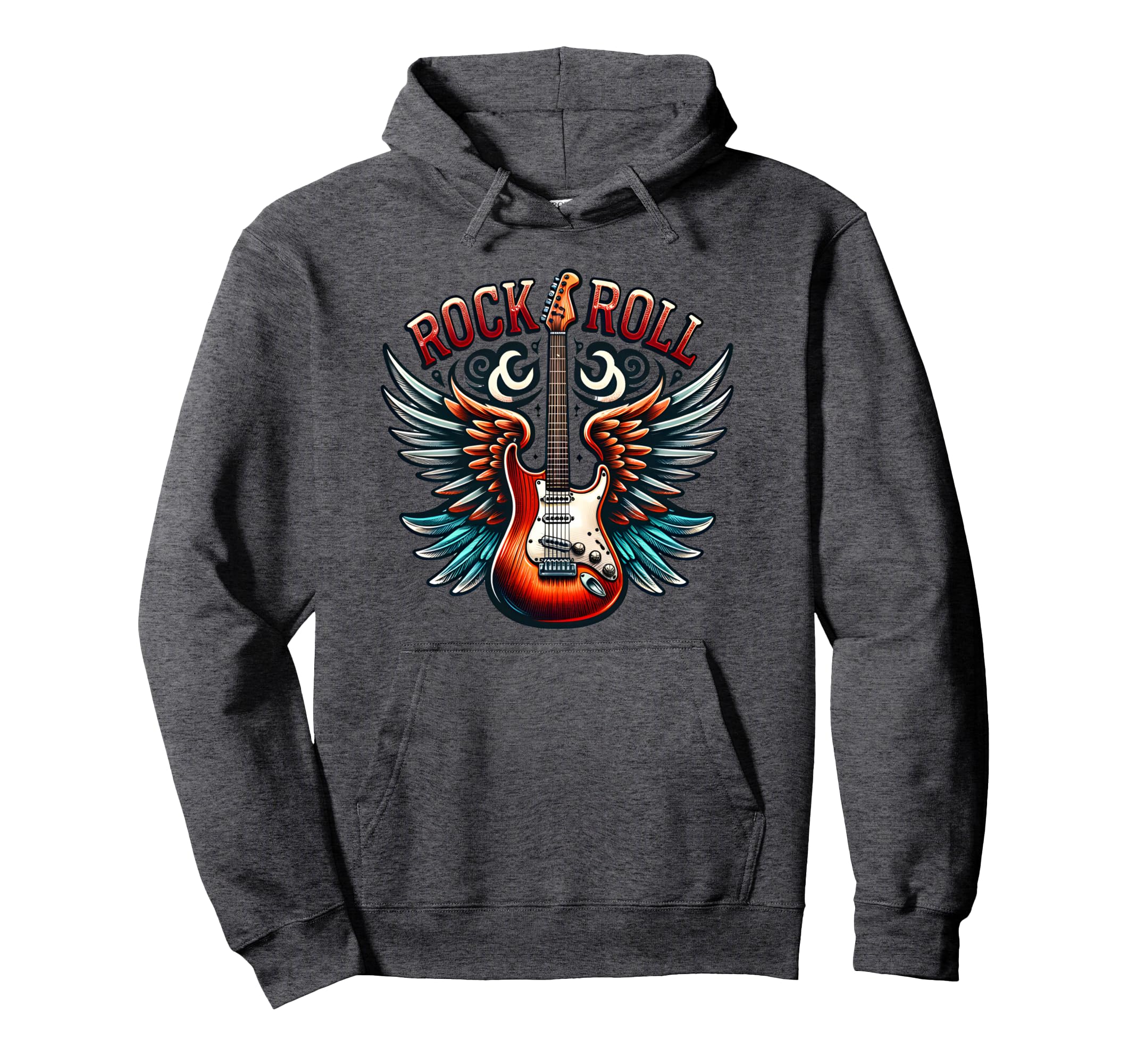 80S Rock Roll Music Electric Guitars Wings Hoodie - Streetwear Style Unisex - T-Shirt, Sweatshirt, Hoodie