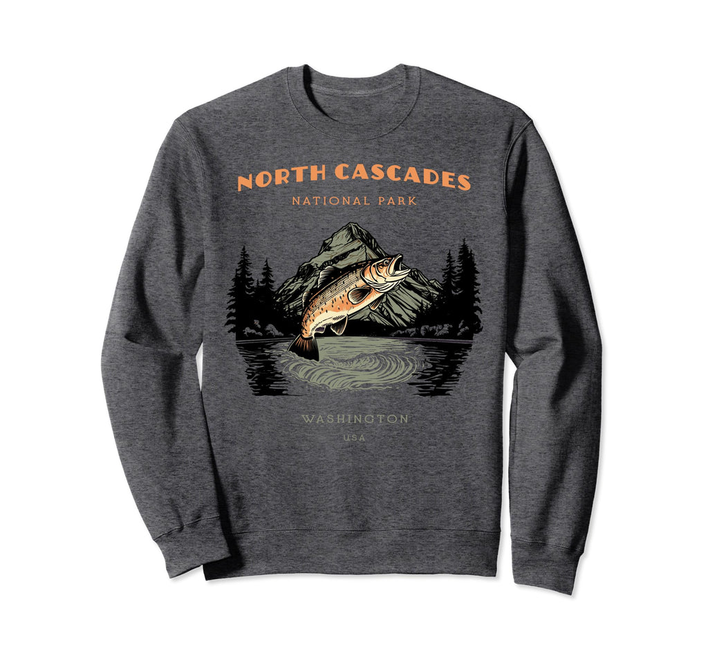 North Cascades National Park Fishing Sweatshirt - Trendy Graphic Unisex - T-Shirt, Sweatshirt, Hoodie