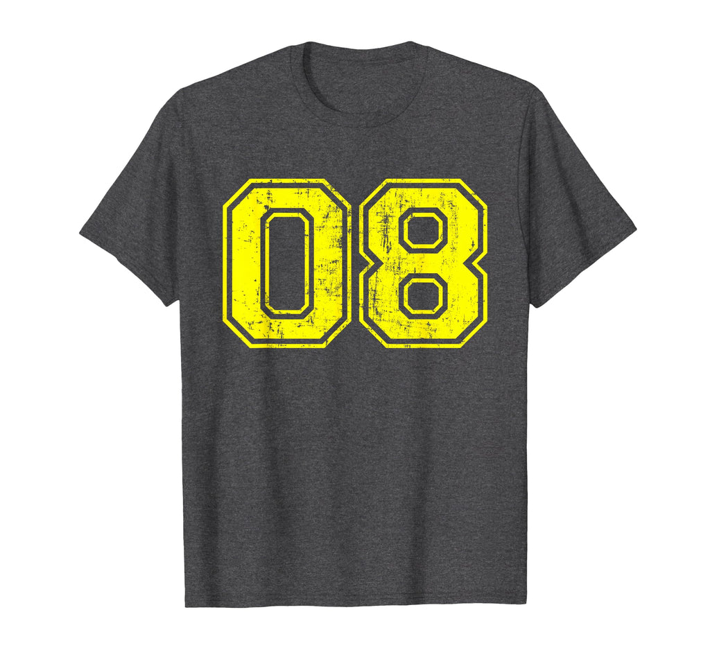Number 08 Eight Varsity Distressed T-Shirt - Minimalist Print for Adults - T-Shirt, Sweatshirt, Hoodie