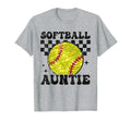 Softball Auntie Checkered Funny T-Shirt - Fun Novelty Design Unisex - T-Shirt, Sweatshirt, Hoodie