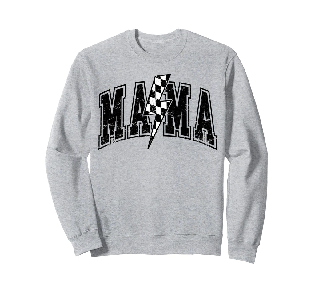 Mama Lightning Bolt Checkered Sweatshirt - Aesthetic Graphic Unisex - T-Shirt, Sweatshirt, Hoodie