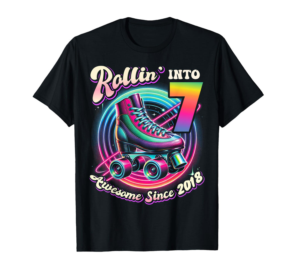 Birthday Roller Skating 7Th Rollin T-Shirt - Trendy Graphic for Adults - T-Shirt, Sweatshirt, Hoodie