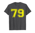 Number 79 Varsity Distressed Sport Team T-Shirt - Minimalist Print Unisex - T-Shirt, Sweatshirt, Hoodie