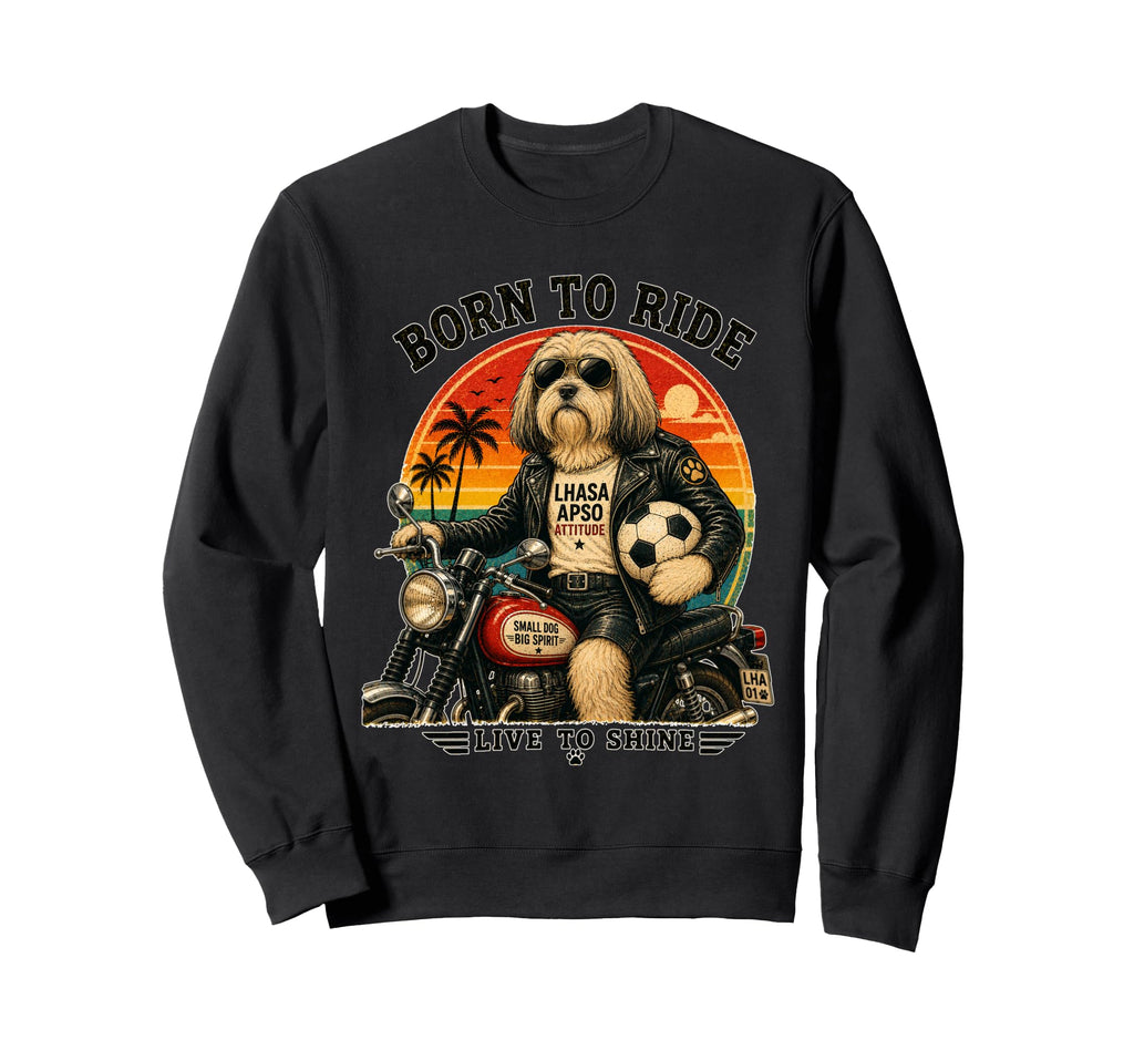 Lhasa Apso Motorbike Love Footbal Sweatshirt - Trendy Graphic for Adults - T-Shirt, Sweatshirt, Hoodie