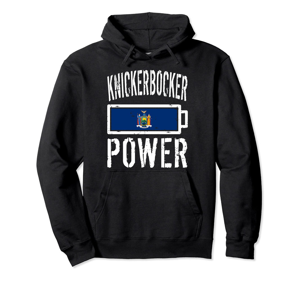 New York Flag Knickerbocker Power Battery Hoodie - Novelty Apparel Unisex - T-Shirt, Sweatshirt, Hoodie