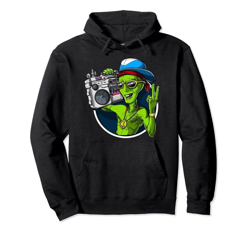 Space Alien Old School Boombox Hip Hop Hoodie - Graphic Print Men Women - T-Shirt, Sweatshirt, Hoodie