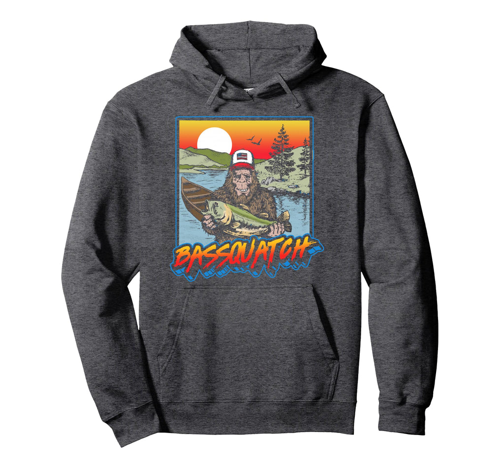Bassquatch Funny Bass Fishing Sasquatch Hoodie - Graphic Print for Adults - T-Shirt, Sweatshirt, Hoodie