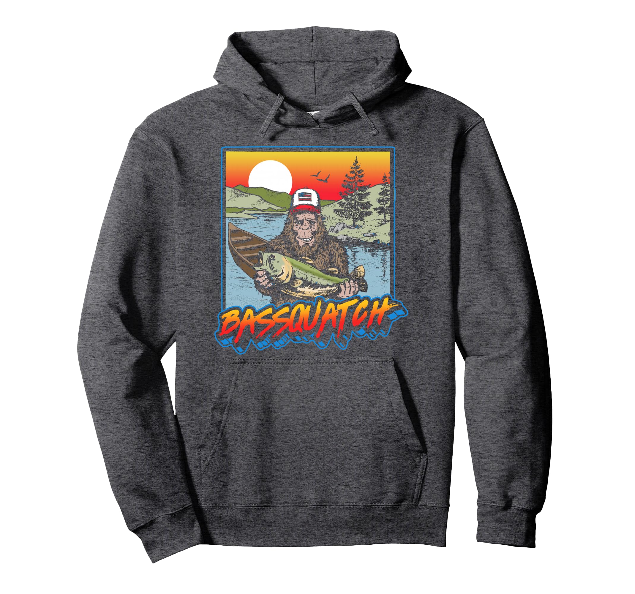 Bassquatch Funny Bass Fishing Sasquatch Hoodie - Graphic Print for Adults - T-Shirt, Sweatshirt, Hoodie