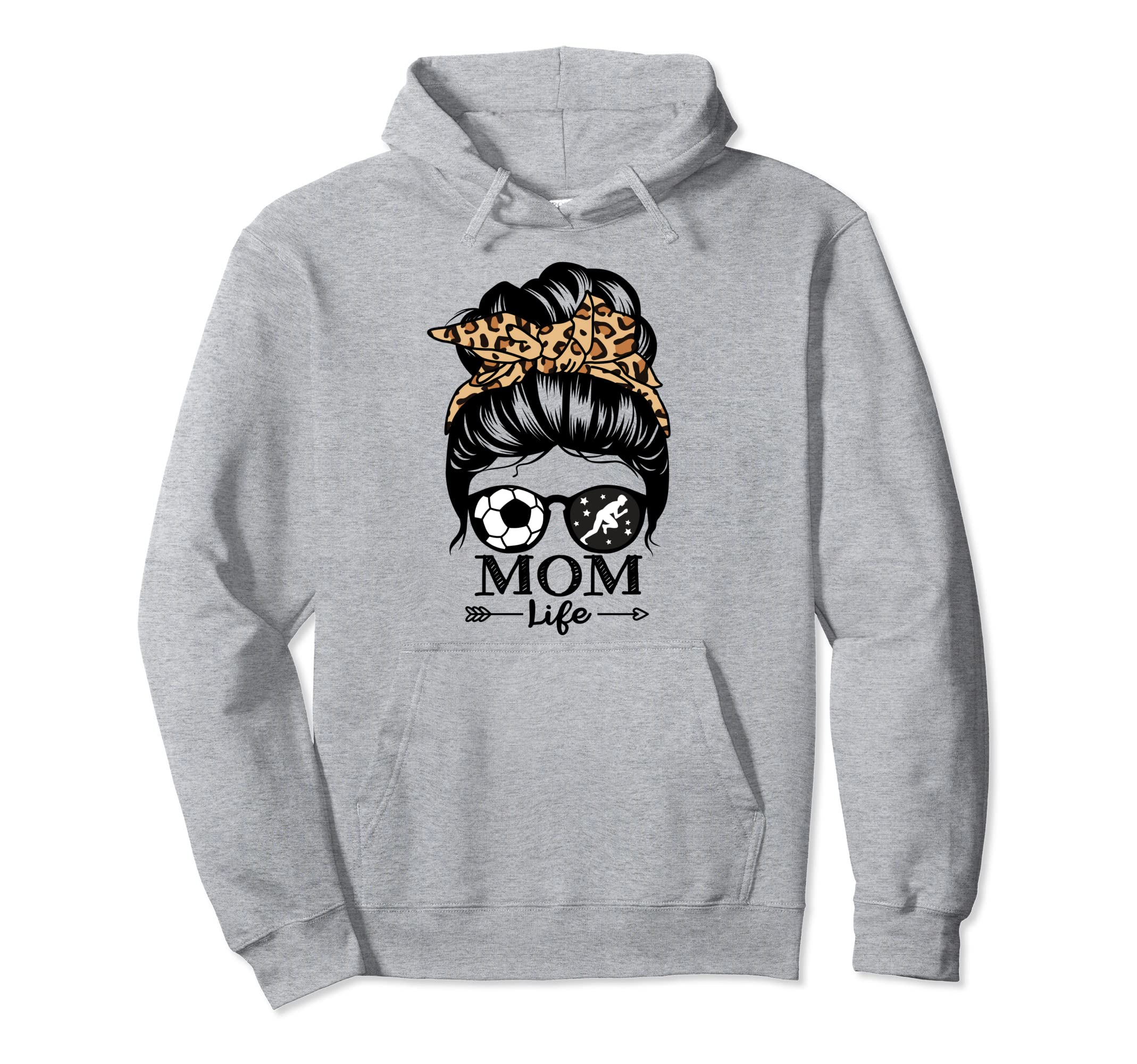 Mom Life Messy Bun Hair Funny Soccer Hoodie - Minimalist Print Men Women - T-Shirt, Sweatshirt, Hoodie