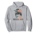 Soccer Mom Messy Bun Patriotic Hoodie - Casual Everyday Wear Men Women - T-Shirt, Sweatshirt, Hoodie
