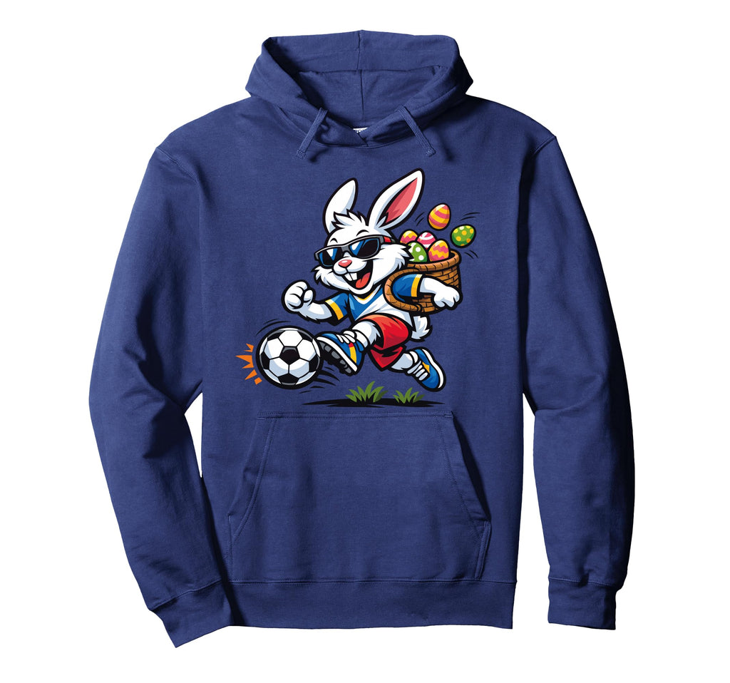 Soccer Easter Bunny Eggs Playing Hoodie - Casual Everyday Wear Unisex - T-Shirt, Sweatshirt, Hoodie