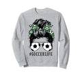Momlife Kidlife Messy Bun Soccer Sweatshirt - Trendy Graphic for Adults - T-Shirt, Sweatshirt, Hoodie