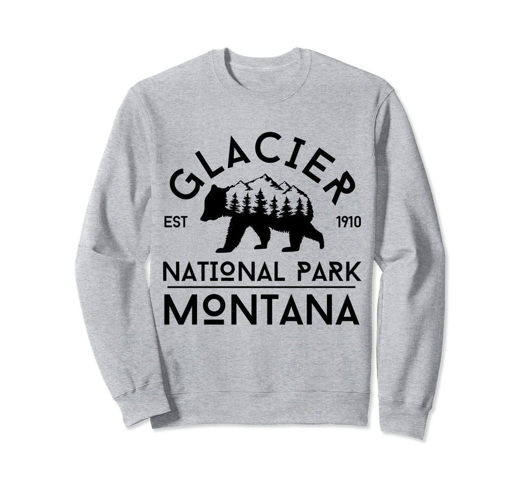 Grizzly Bear Montana Glacier National Sweatshirt - Graphic Print Men Women - T-Shirt, Sweatshirt, Hoodie