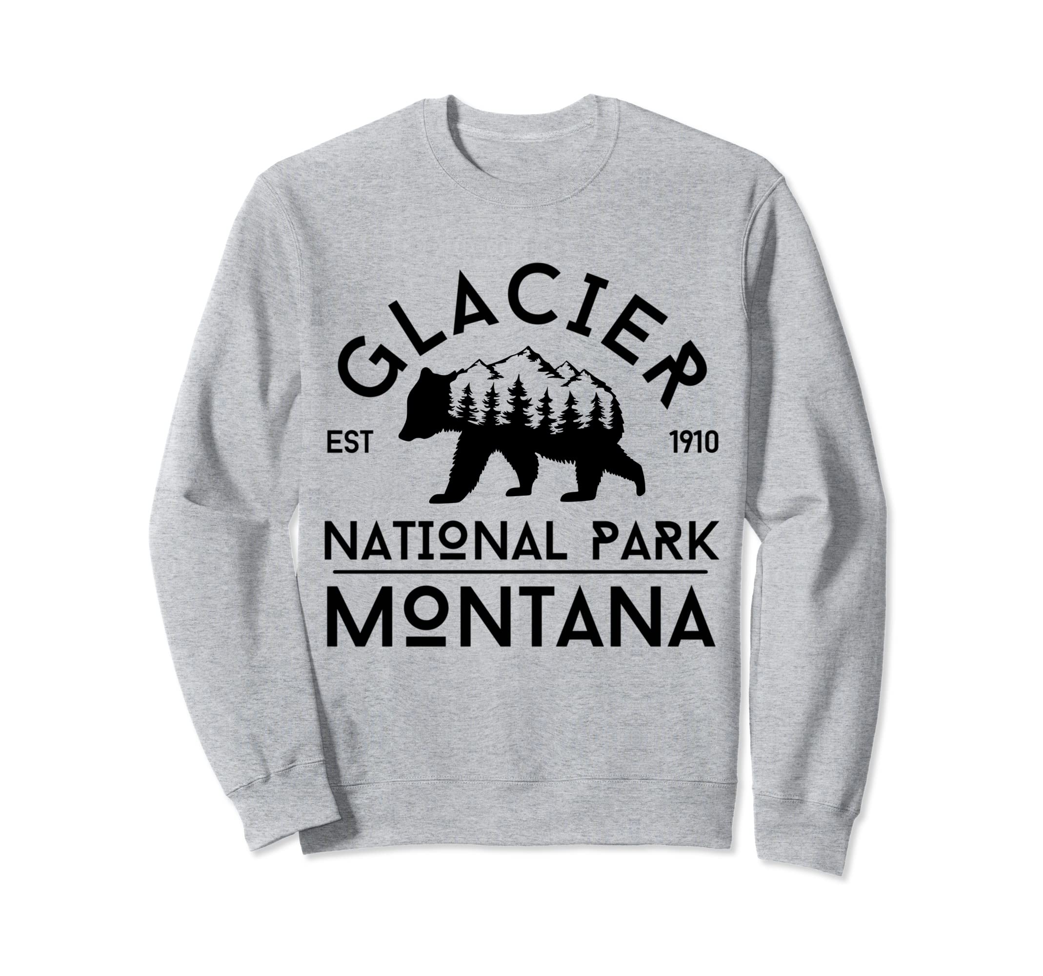 Grizzly Bear Montana Glacier National Sweatshirt - Graphic Print Men Women - T-Shirt, Sweatshirt, Hoodie