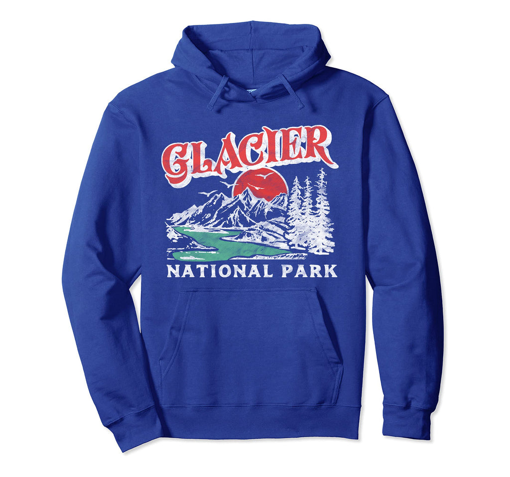Glacier National Park 80S Mountains Hoodie - Streetwear Style Men Women - T-Shirt, Sweatshirt, Hoodie