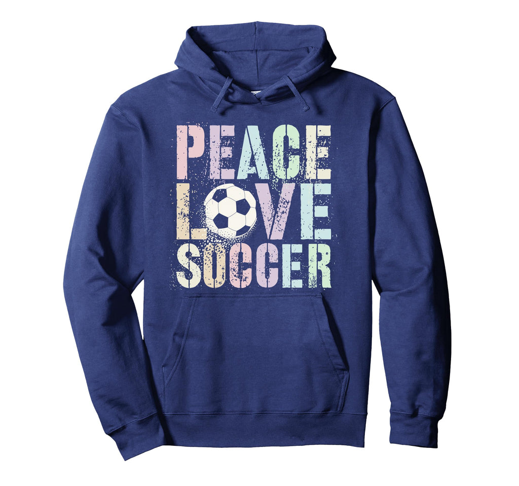 Funny Peace Love Soccer Goal Like Club Hoodie - Novelty Apparel for Adults - T-Shirt, Sweatshirt, Hoodie