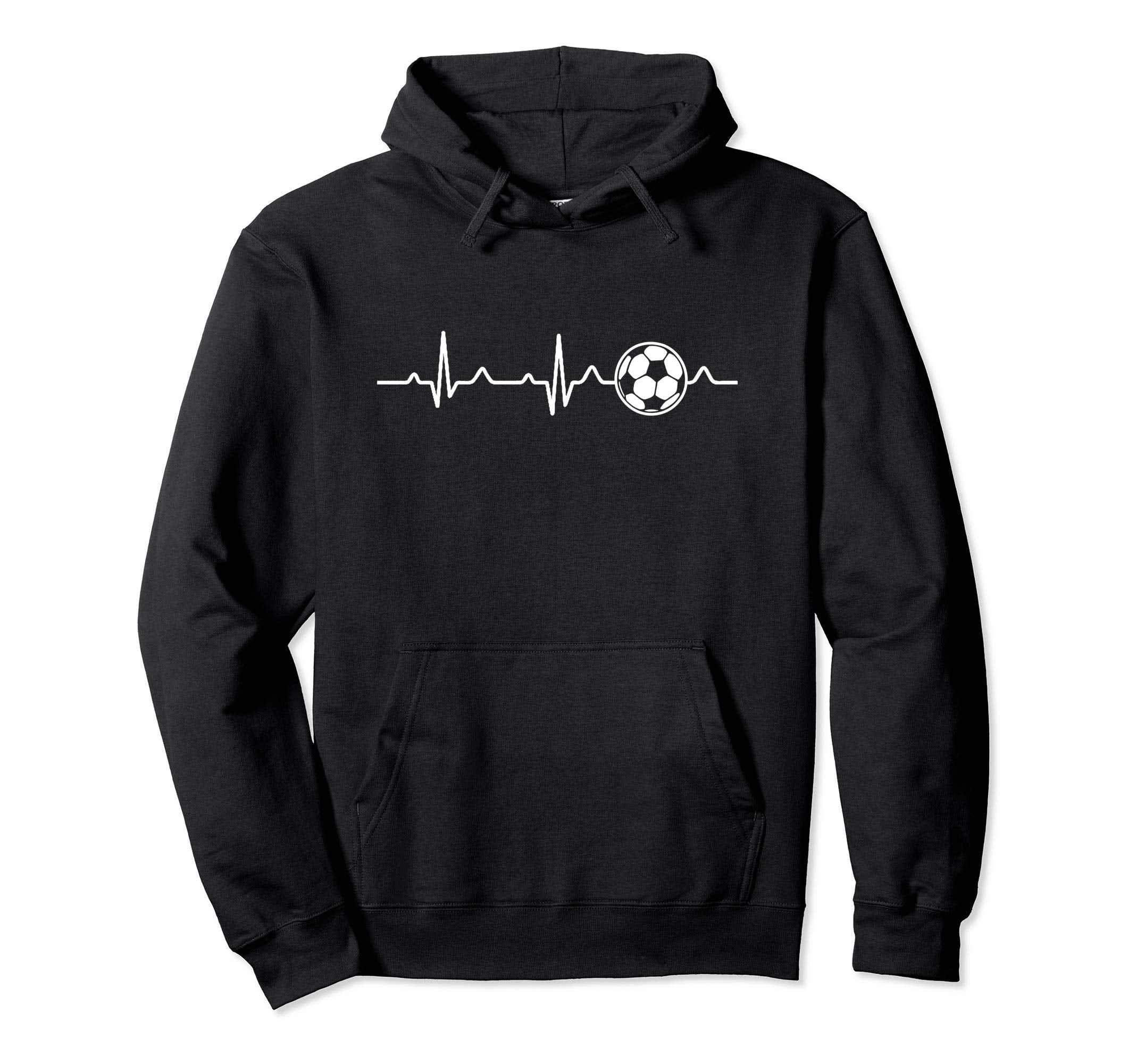 Soccer Heartbeat Player Coach Gift Hoodie - Unique Graphic Men Women - T-Shirt, Sweatshirt, Hoodie