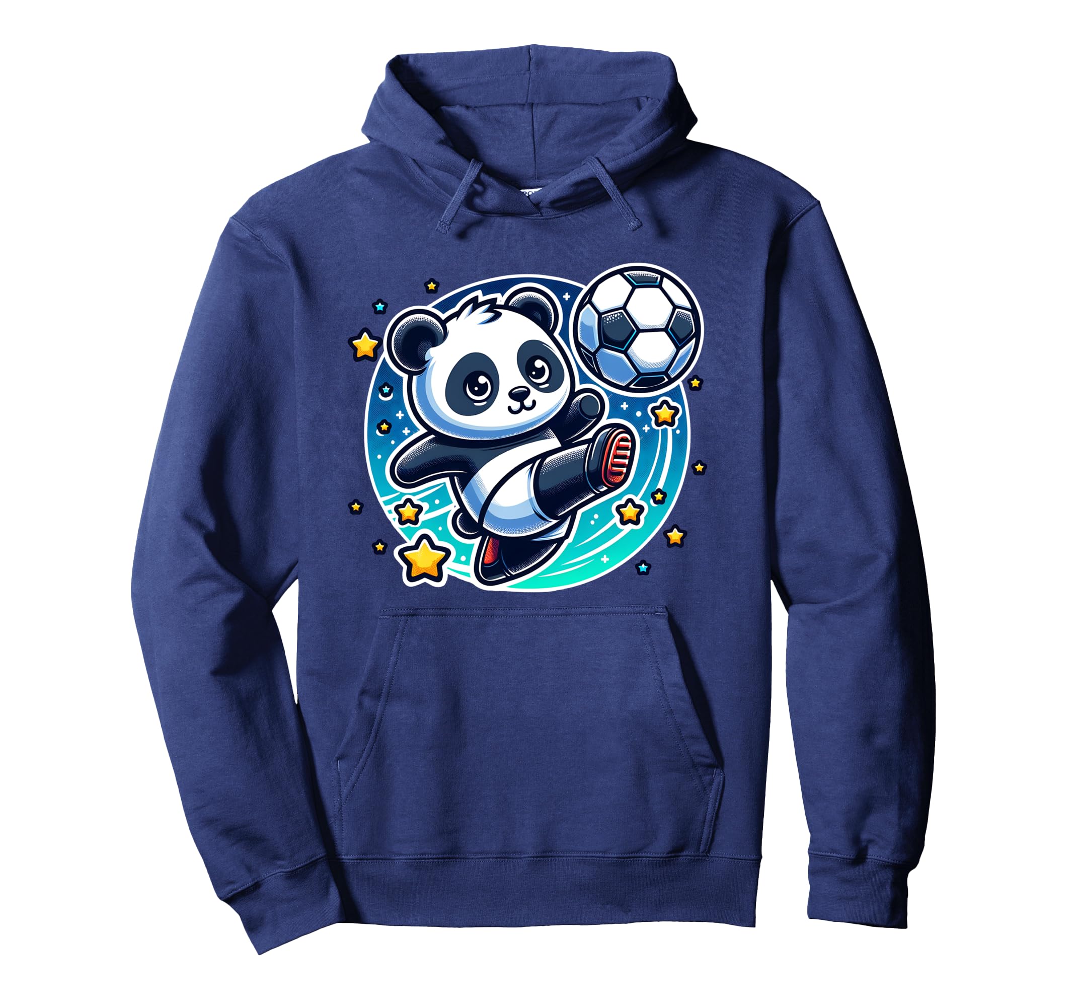 Panda Soccer Player Kicking Soccer Ball Hoodie - Novelty Apparel Unisex - T-Shirt, Sweatshirt, Hoodie