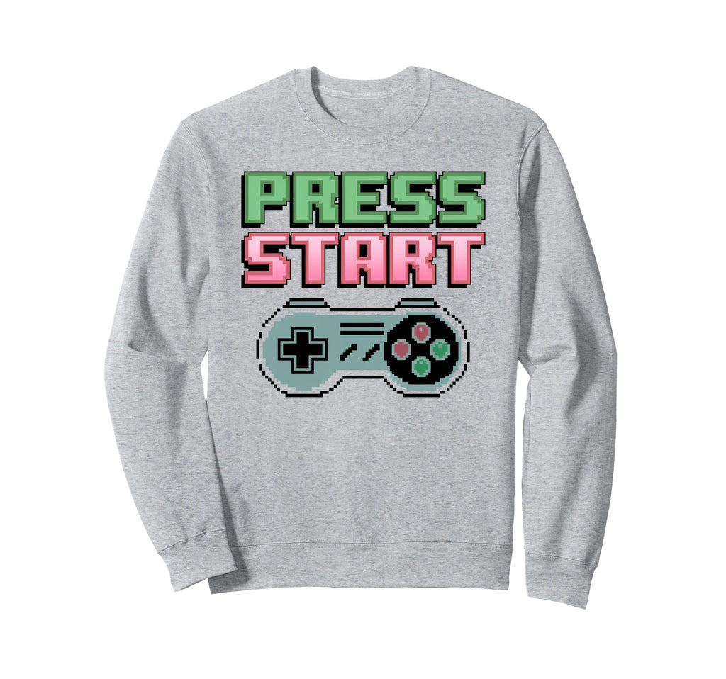 Gaming Press Start Gaming Sweatshirt - Custom Art Print for Adults - T-Shirt, Sweatshirt, Hoodie