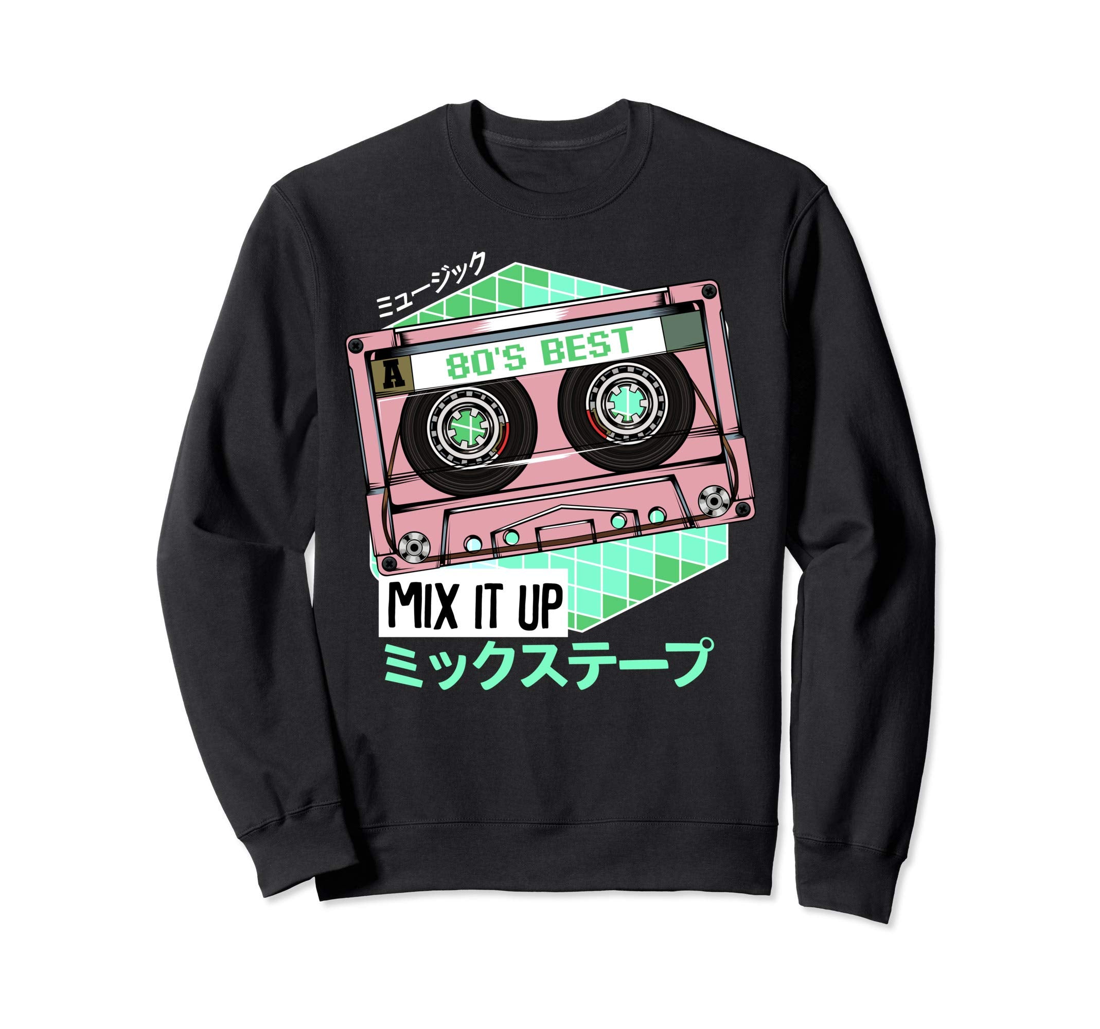 Mixtape 80S Japanese Otaku Cassette Sweatshirt - Graphic Print for Adults - T-Shirt, Sweatshirt, Hoodie