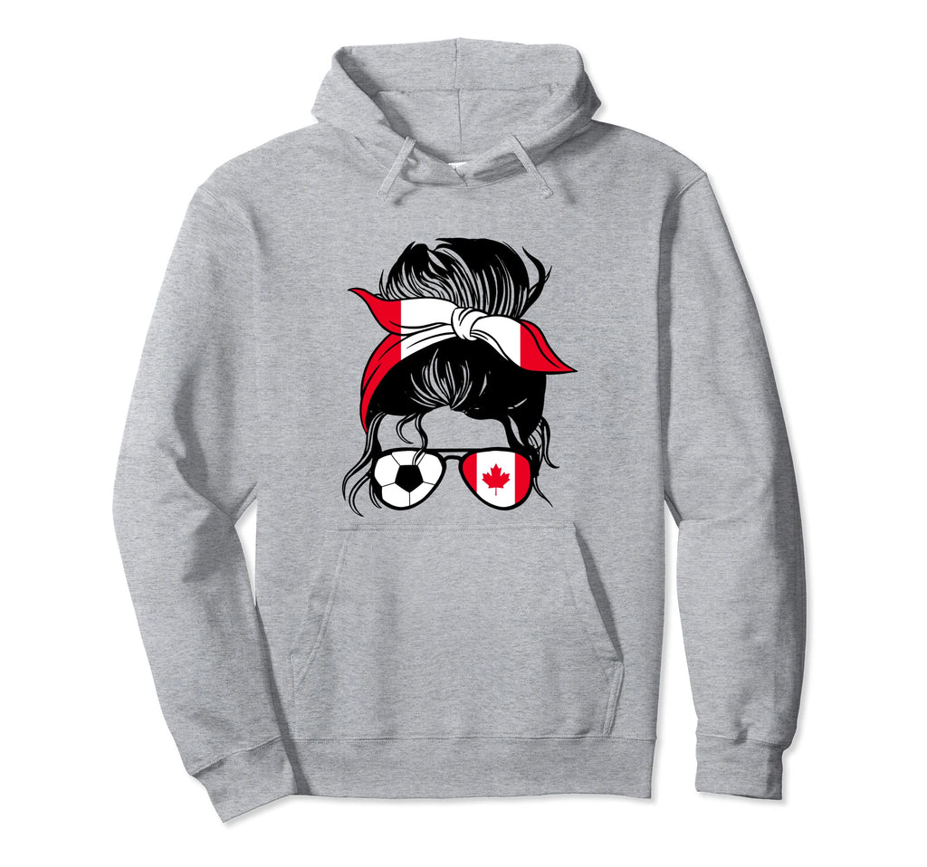 Canada Mothers Day Soccer Mom Messy Bun Hoodie - Unique Graphic Men Women - T-Shirt, Sweatshirt, Hoodie