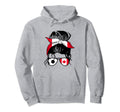 Canada Mothers Day Soccer Mom Messy Bun Hoodie - Unique Graphic Men Women - T-Shirt, Sweatshirt, Hoodie