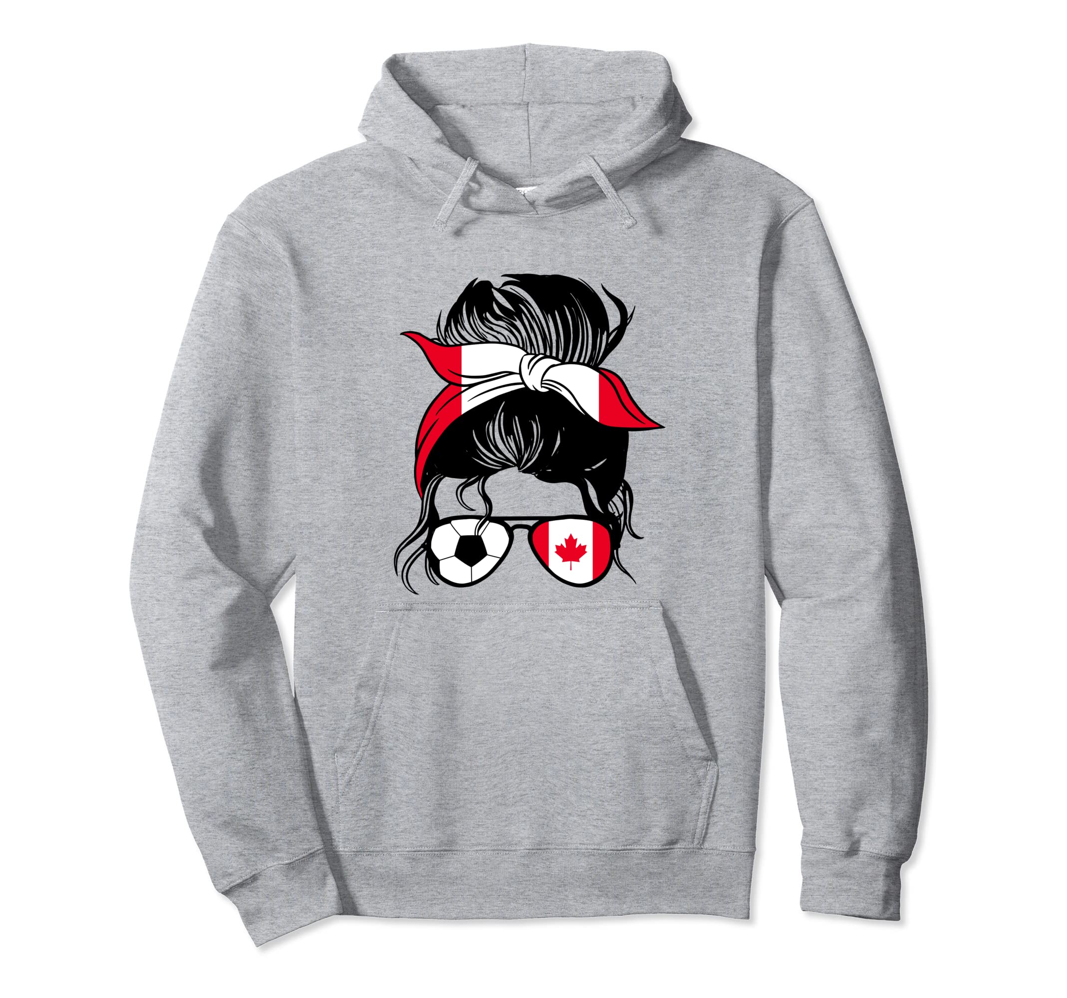 Canada Mothers Day Soccer Mom Messy Bun Hoodie - Unique Graphic Men Women - T-Shirt, Sweatshirt, Hoodie