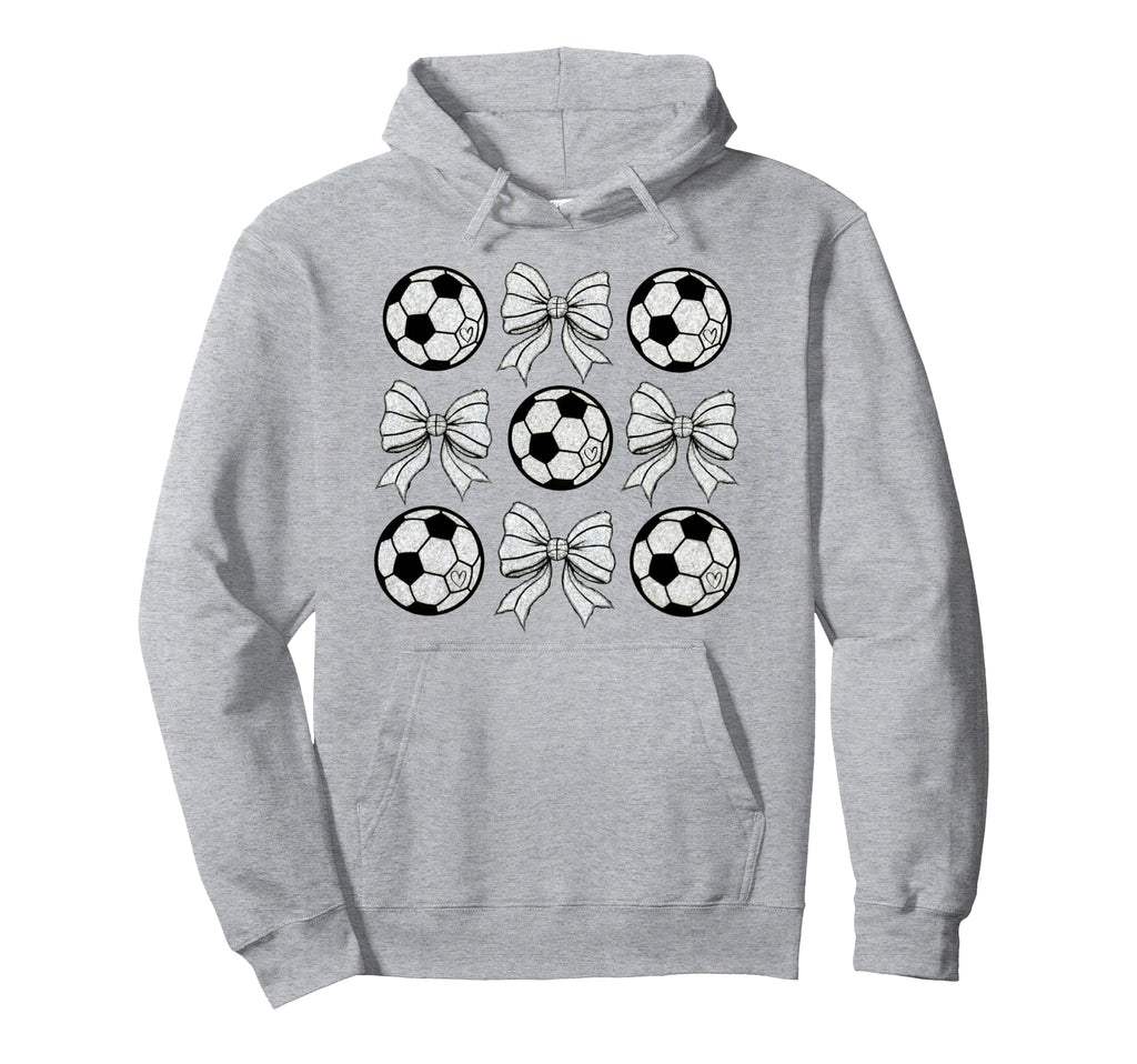 Soccer Bow Game Day Soccer Coquette Bow Hoodie - Unique Graphic Unisex - T-Shirt, Sweatshirt, Hoodie