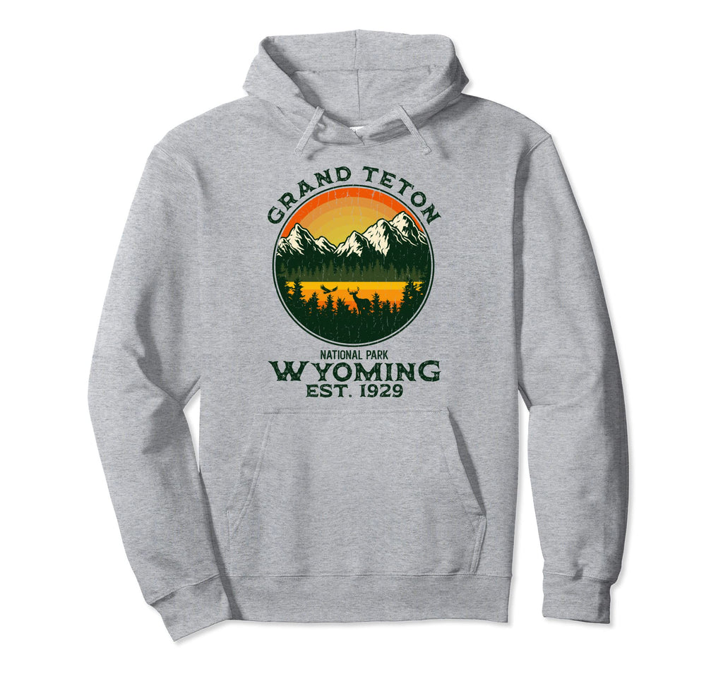 Grand Teton Wyoming Badge Fishing Hoodie - Trendy Graphic for Adults - T-Shirt, Sweatshirt, Hoodie