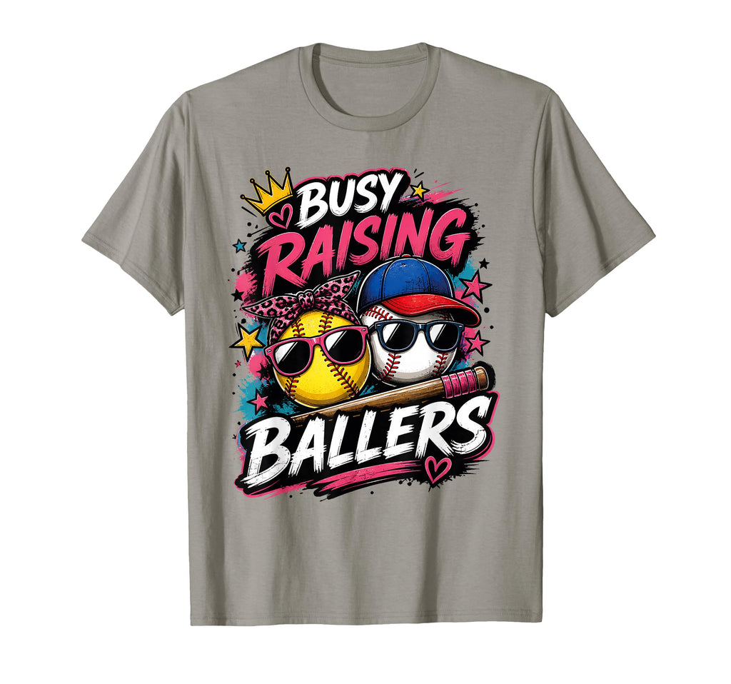 Busy Raising Ballers Softball Baseball T-Shirt - Minimalist Print Unisex - T-Shirt, Sweatshirt, Hoodie