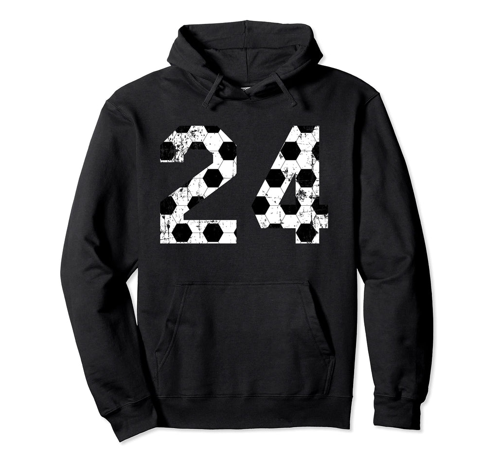 Soccer 24 Jersey Number Hoodie - Novelty Apparel for Adults - T-Shirt, Sweatshirt, Hoodie