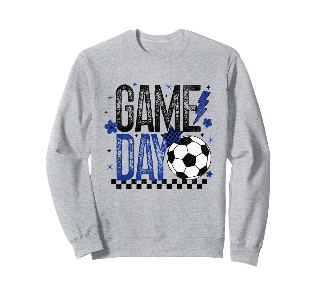 Game Day Soccer Season Checkered Black Sweatshirt - Unique Graphic Unisex - T-Shirt, Sweatshirt, Hoodie