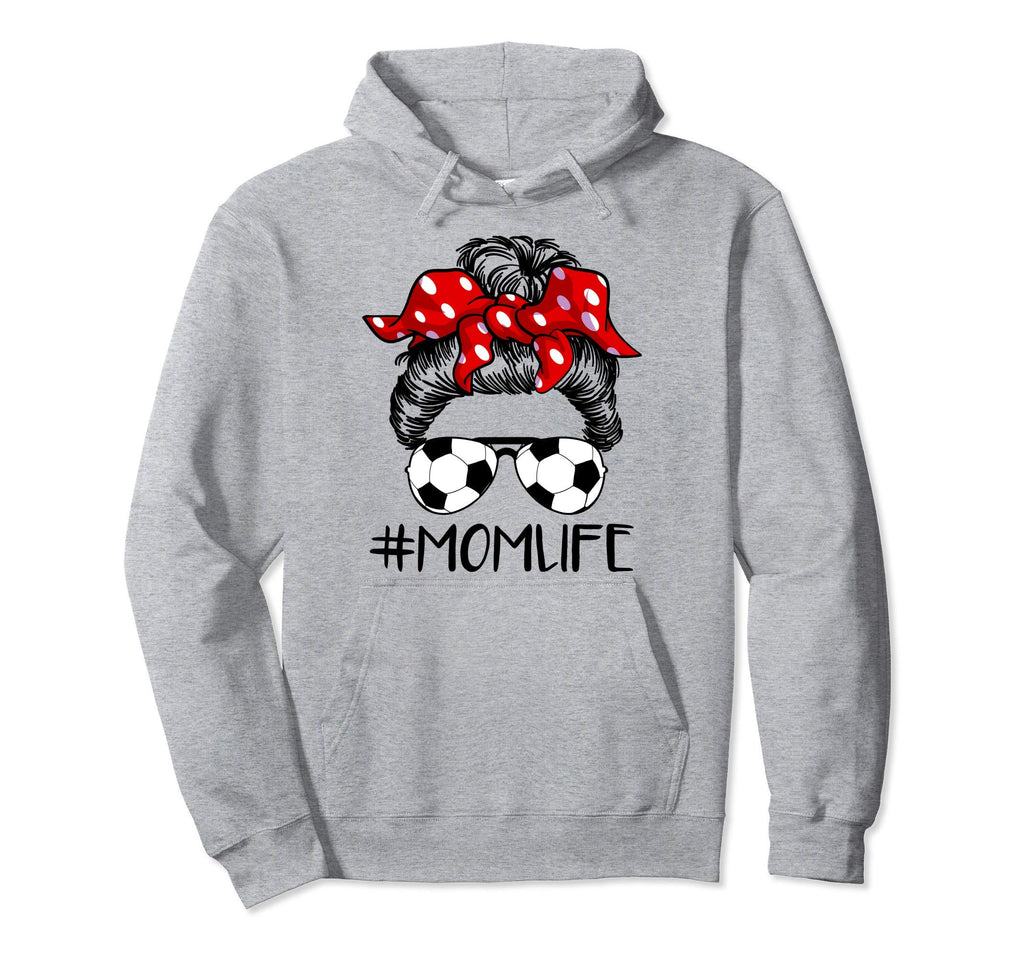 Mom Life Soccer Life Messy Bun Hoodie - Minimalist Print for Adults - T-Shirt, Sweatshirt, Hoodie