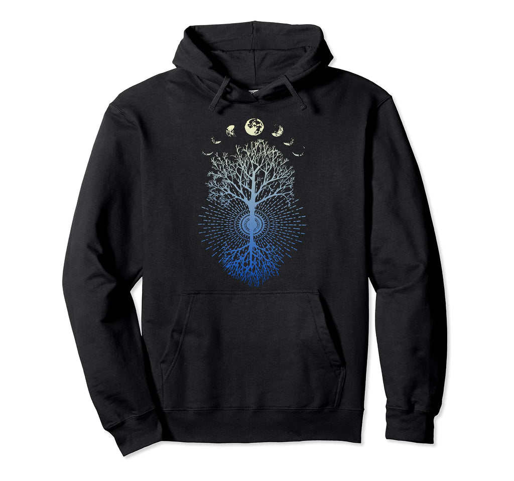 Phases Moon 60S 70S Vibe Tree Life Hoodie - Casual Everyday Wear for Adults - T-Shirt, Sweatshirt, Hoodie