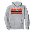 Detroit Michigan Three Stripe Weathered Hoodie - Novelty Apparel for Adults - T-Shirt, Sweatshirt, Hoodie
