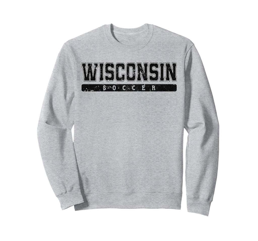Wisconsin Soccer Black Text Sweatshirt - Aesthetic Graphic Unisex - T-Shirt, Sweatshirt, Hoodie