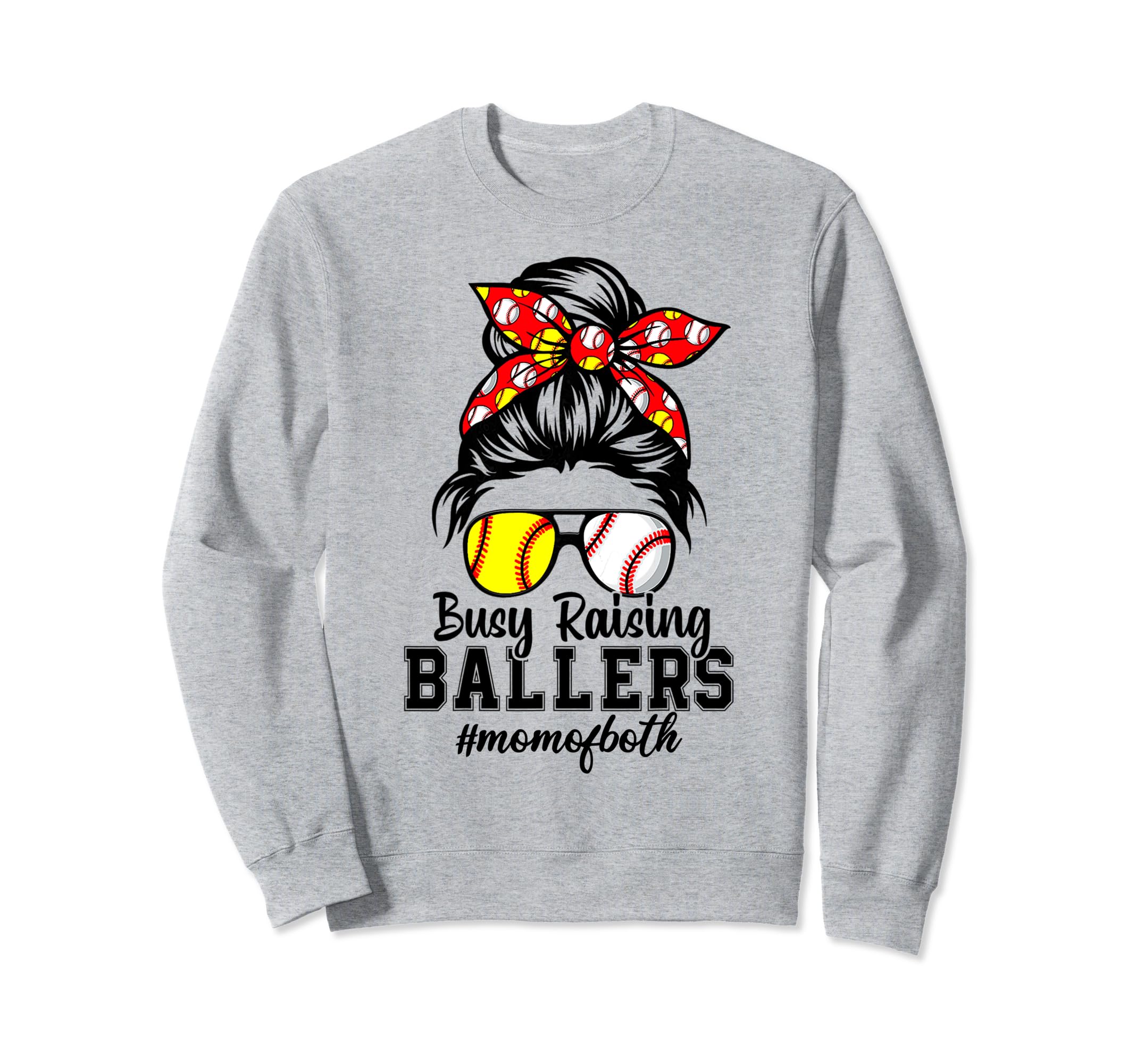 Messy Bun Mom Both Baseball Sweatshirt - Casual Everyday Wear for Adults - T-Shirt, Sweatshirt, Hoodie