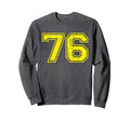 Number 76 Varsity Distressed Sweatshirt - Aesthetic Graphic Men Women - T-Shirt, Sweatshirt, Hoodie
