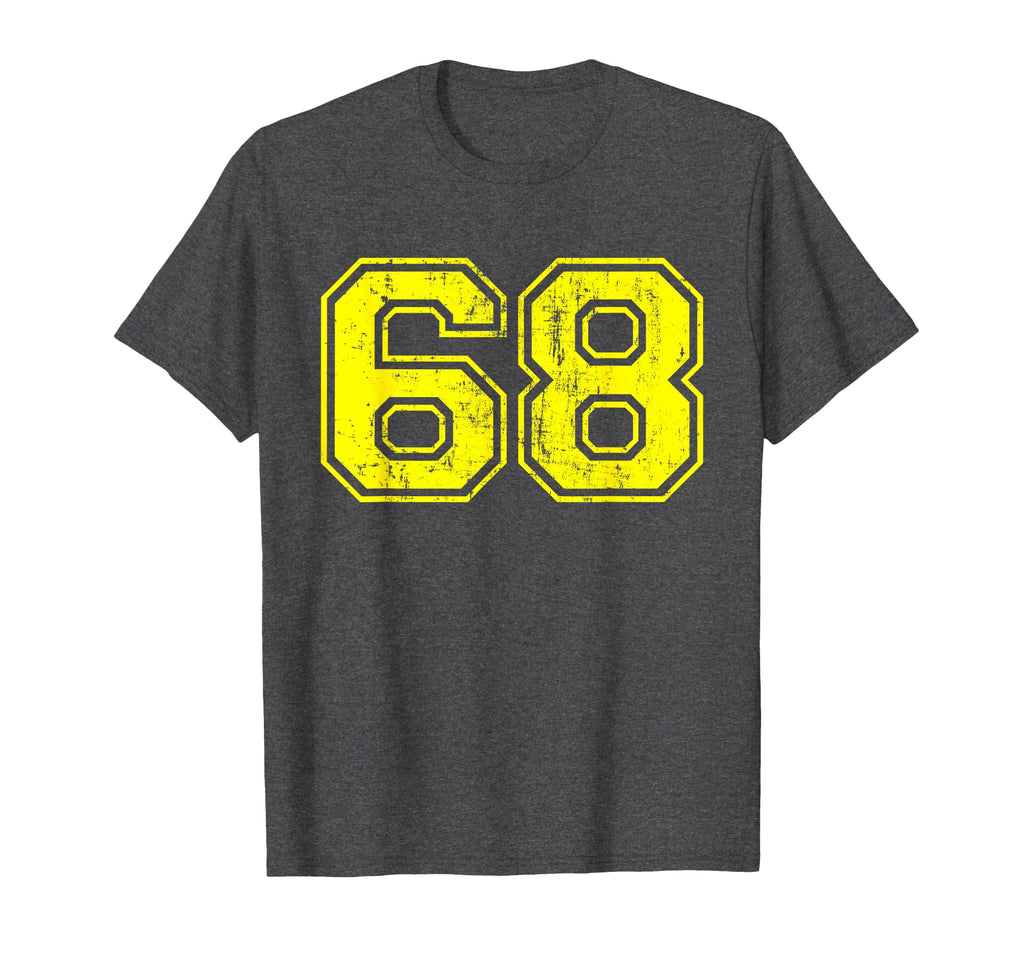Number 68 Varsity Distressed Sport Team T-Shirt - Unique Graphic Men Women - T-Shirt, Sweatshirt, Hoodie