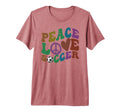 Groovy Peace Love Soccer Kicking Ball T-Shirt - Graphic Print Men Women - T-Shirt, Sweatshirt, Hoodie