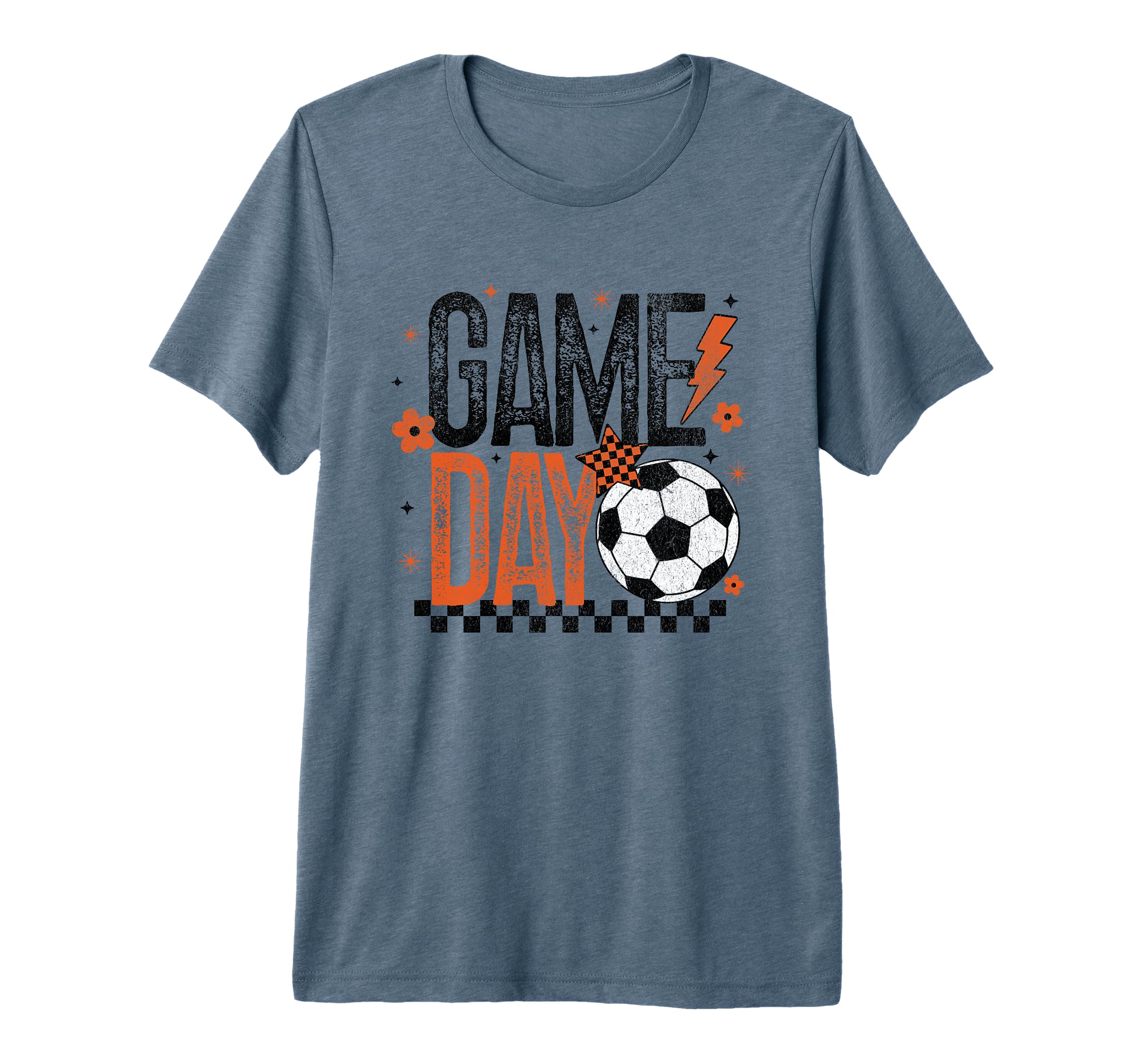 Game Day Soccer Season Checkered Orange T-Shirt - Unique Graphic Men Women - T-Shirt, Sweatshirt, Hoodie