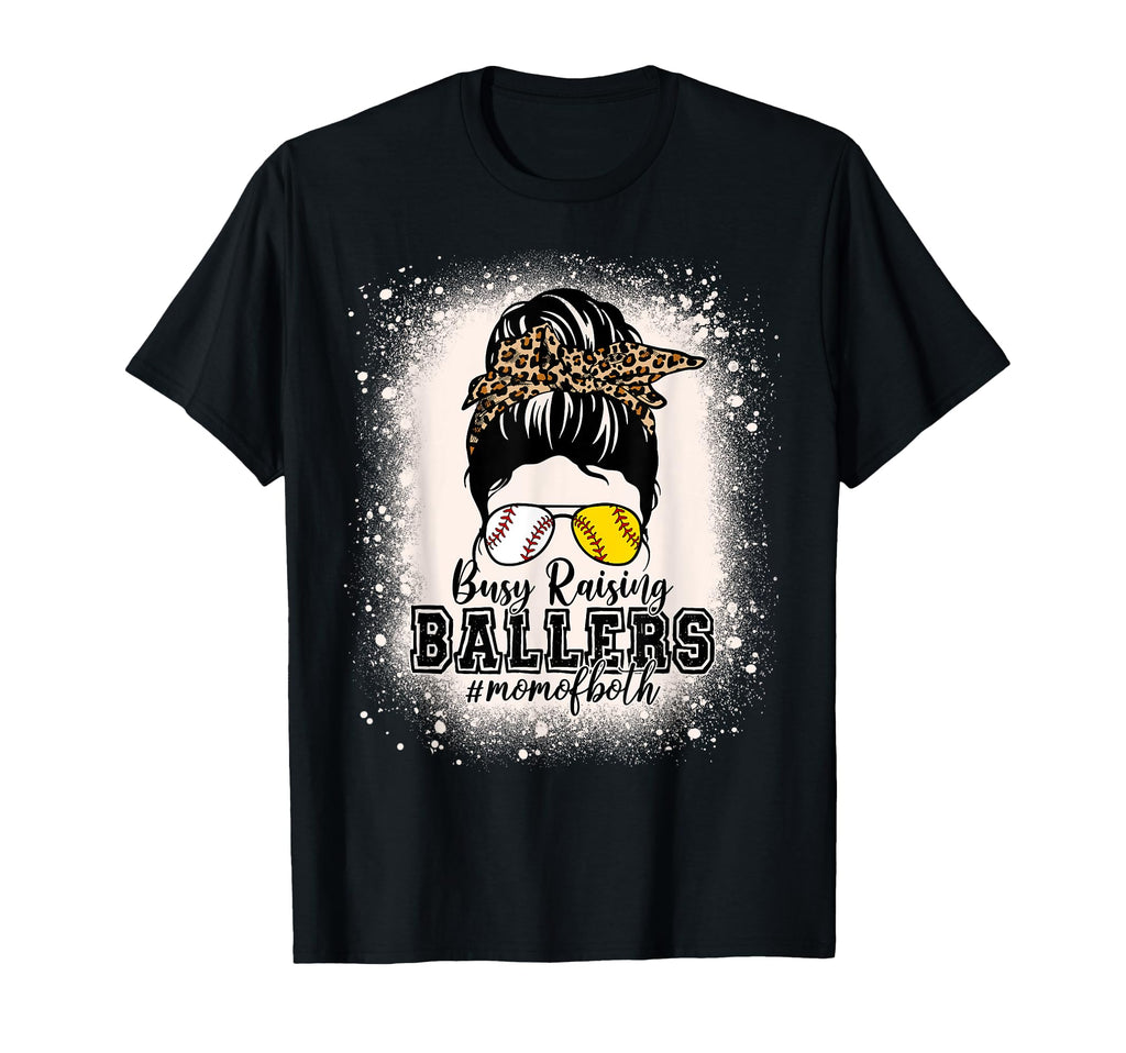 Messy Bun Mom Both Baseball Softball T-Shirt - Novelty Apparel for Adults - T-Shirt, Sweatshirt, Hoodie