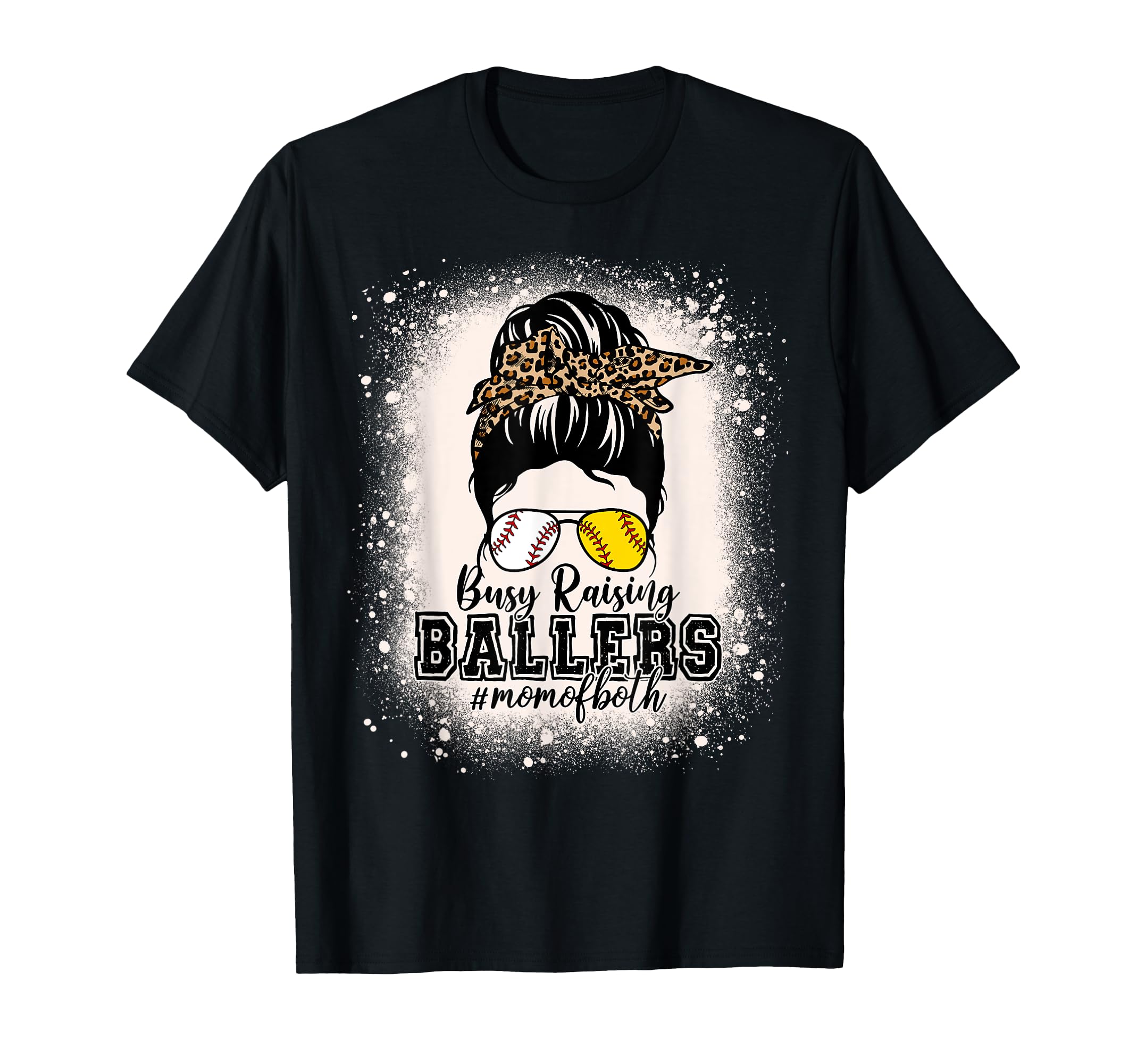 Messy Bun Mom Both Baseball Softball T-Shirt - Novelty Apparel for Adults - T-Shirt, Sweatshirt, Hoodie