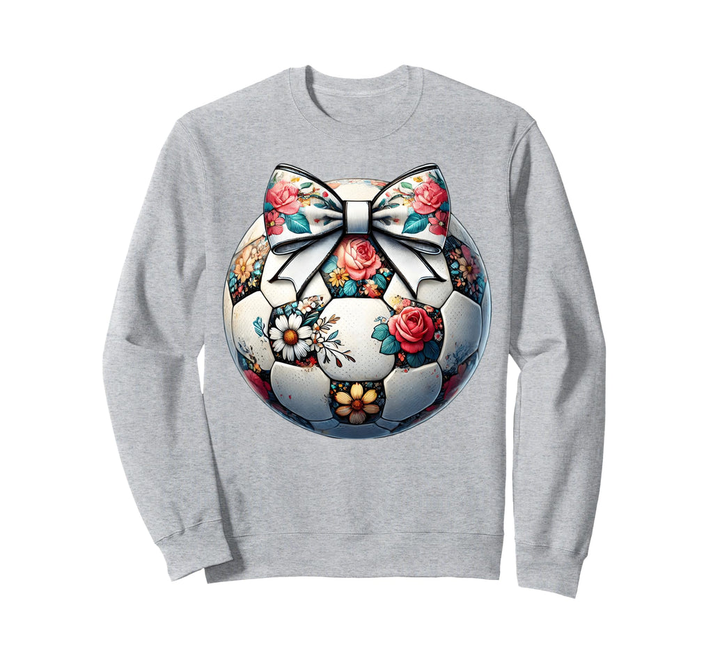 Soccer Flower Coquette Bow Floral Sweatshirt - Custom Art Print for Adults - T-Shirt, Sweatshirt, Hoodie