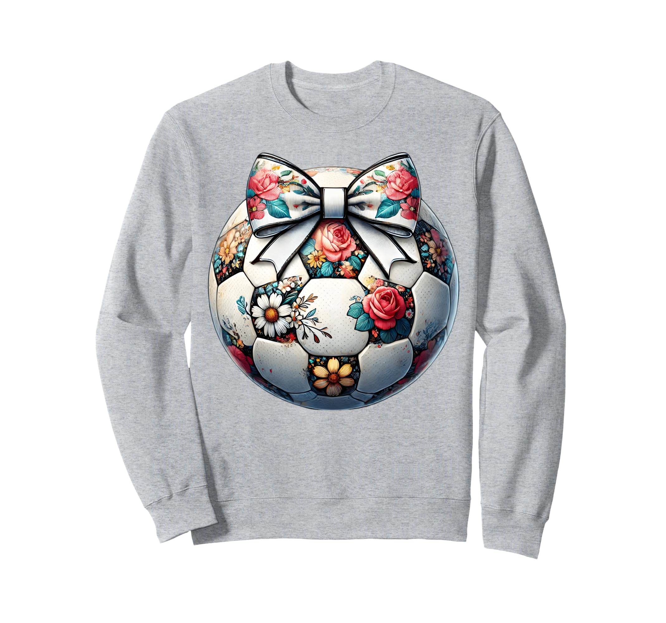 Soccer Flower Coquette Bow Floral Sweatshirt - Novelty Apparel for Adults - T-Shirt, Sweatshirt, Hoodie