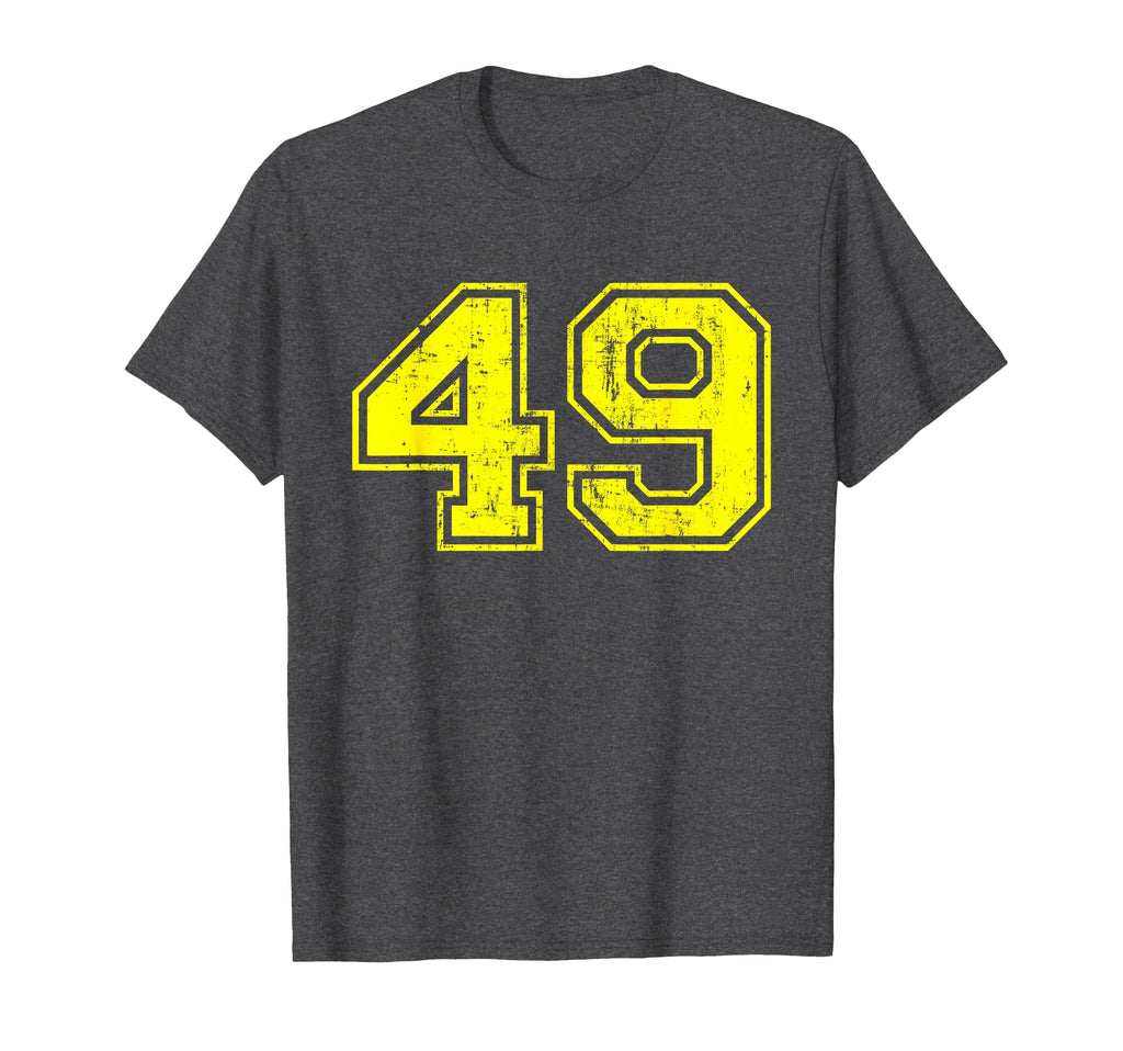 Number 49 Varsity Distressed Sport Team T-Shirt - Graphic Print for Adults - T-Shirt, Sweatshirt, Hoodie