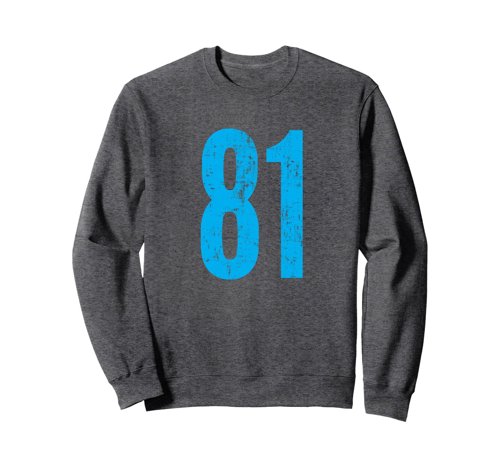 Number 81 Distressed Sport Team Sweatshirt - Unique Graphic for Adults - T-Shirt, Sweatshirt, Hoodie