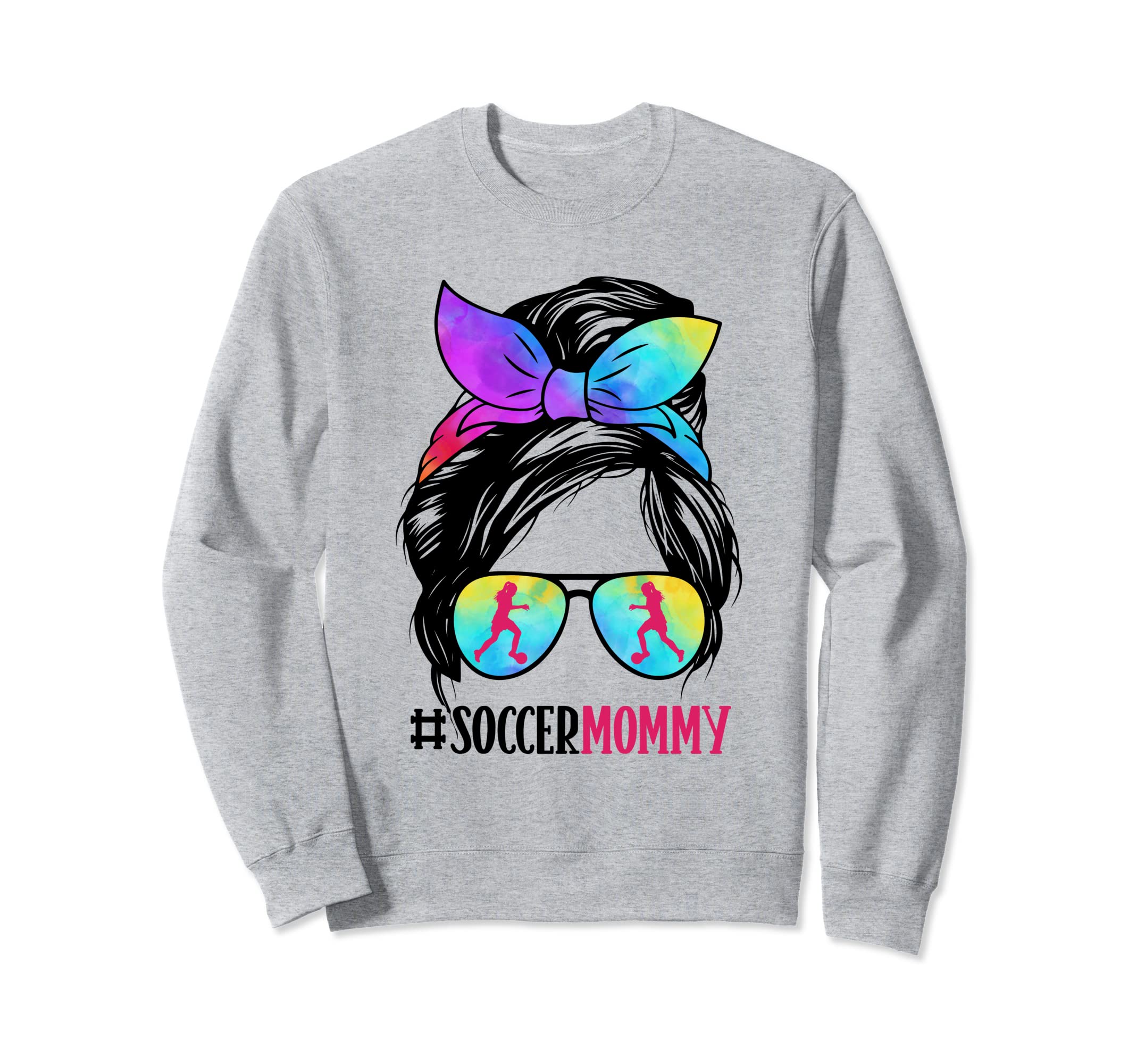 Soccer Mommy Messy Bun Hair Glasses Sweatshirt - Minimalist Print Unisex - T-Shirt, Sweatshirt, Hoodie