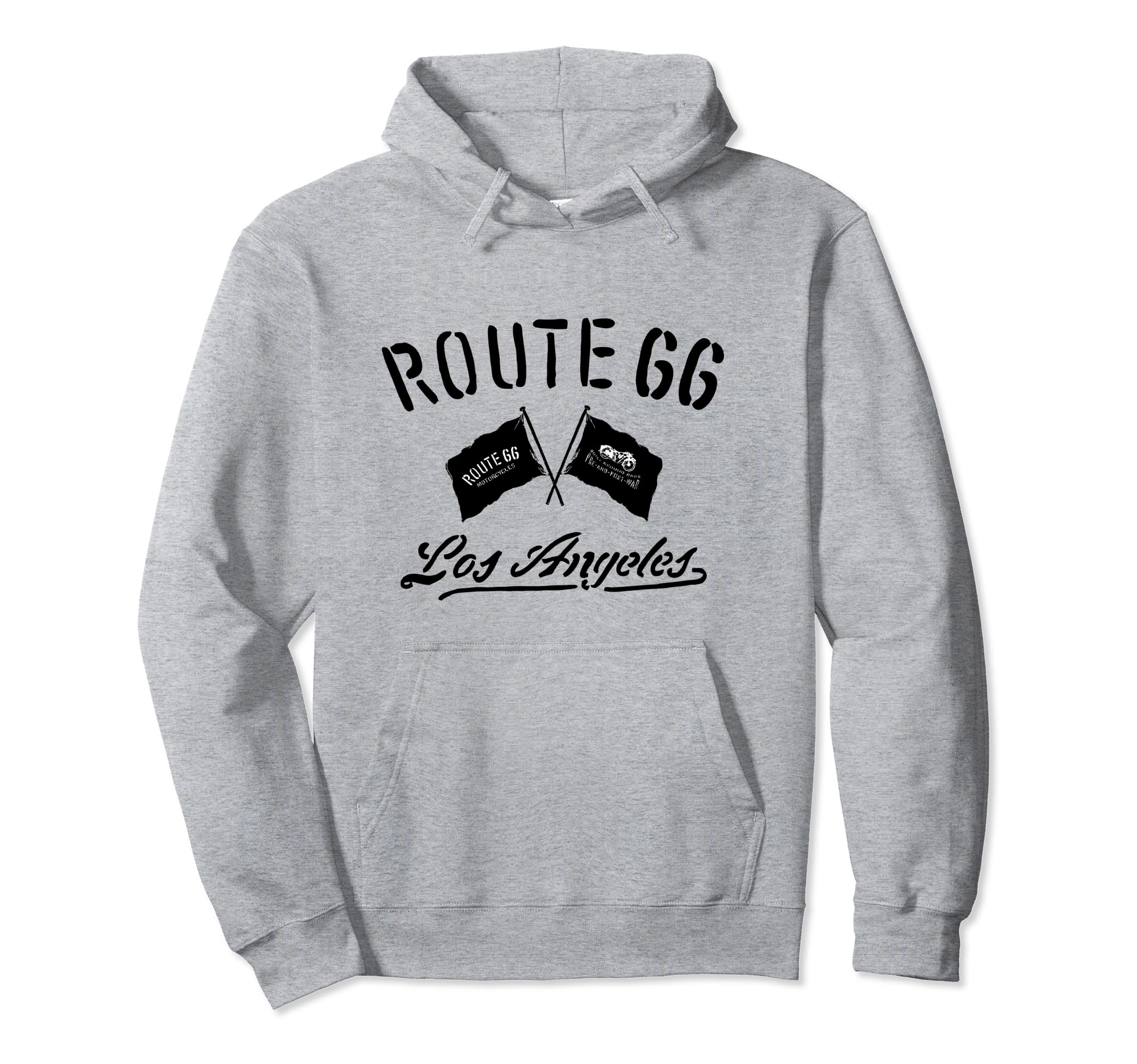 Route 66 Motorcycle Flags Los Angeles Hoodie - Custom Art Print Unisex - T-Shirt, Sweatshirt, Hoodie